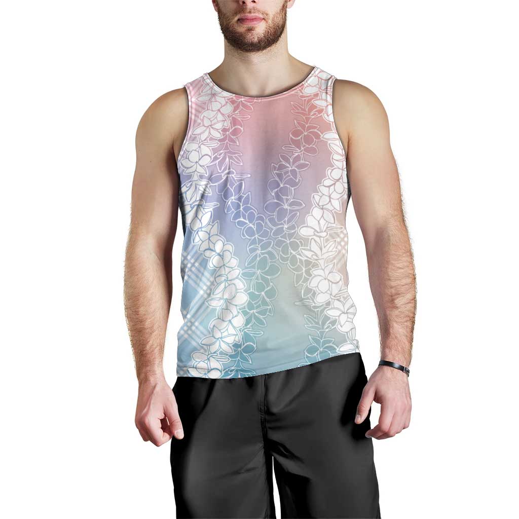 Hawaii Aloha Plumeria Lei Pastel Candy Palaka Men Tank Top LT7 - Polynesian Pride