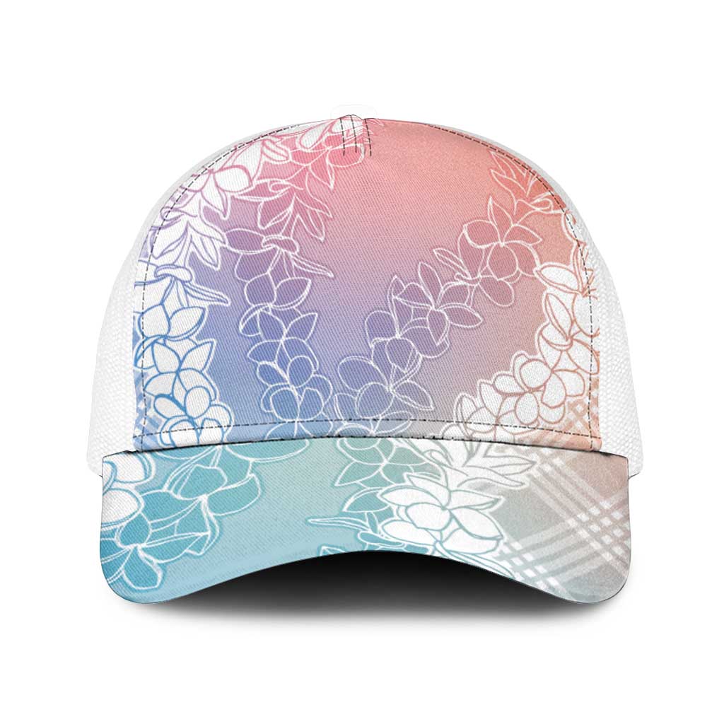 Hawaii Aloha Plumeria Lei Pastel Candy Palaka Mesh Trucker Cap - Polynesian Pride