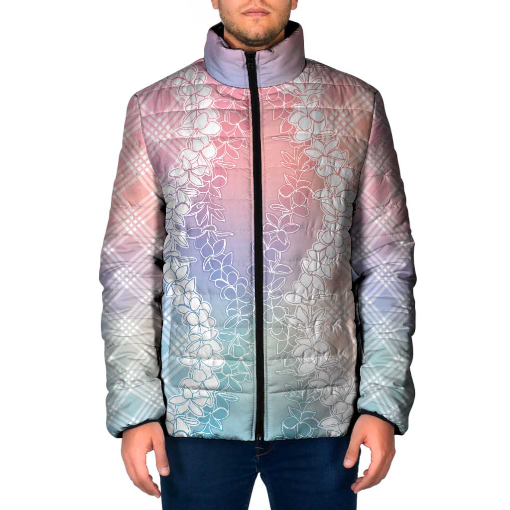 Hawaii Aloha Plumeria Lei Pastel Candy Palaka Padded Jacket LT7 Men Pastel - Polynesian Pride