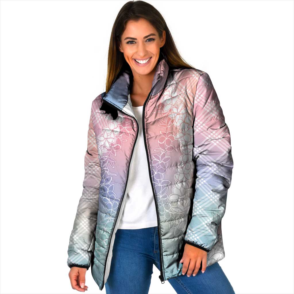 Hawaii Aloha Plumeria Lei Pastel Candy Palaka Padded Jacket LT7 Women Pastel - Polynesian Pride
