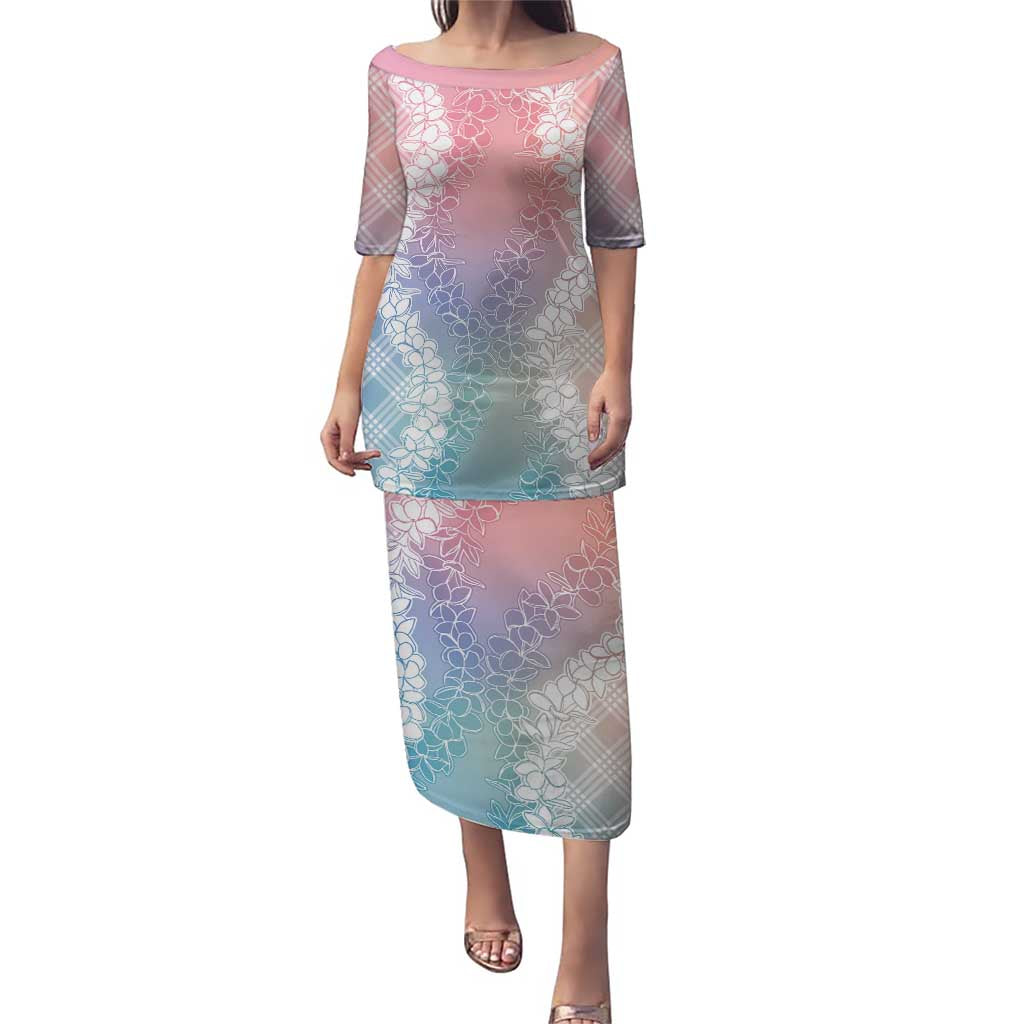 Hawaii Aloha Plumeria Lei Pastel Candy Palaka Puletasi LT7 Long Dress Pastel - Polynesian Pride