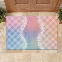 Hawaii Aloha Plumeria Lei Pastel Candy Palaka Rubber Doormat LT7 Pastel - Polynesian Pride