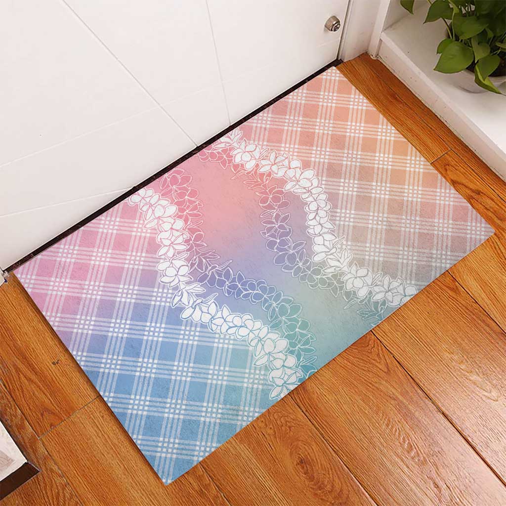 Hawaii Aloha Plumeria Lei Pastel Candy Palaka Rubber Doormat LT7 - Polynesian Pride