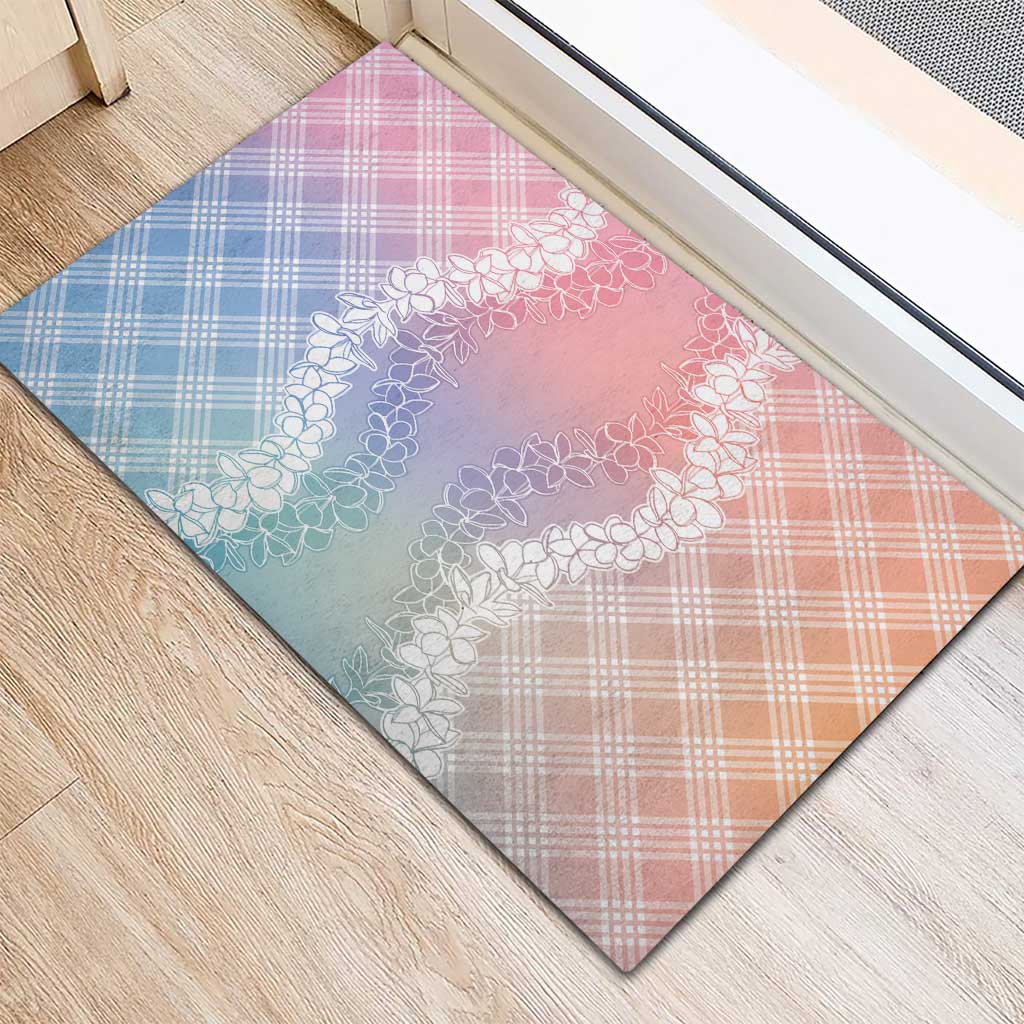 Hawaii Aloha Plumeria Lei Pastel Candy Palaka Rubber Doormat LT7 - Polynesian Pride