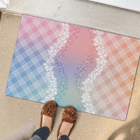 Hawaii Aloha Plumeria Lei Pastel Candy Palaka Rubber Doormat LT7 - Polynesian Pride