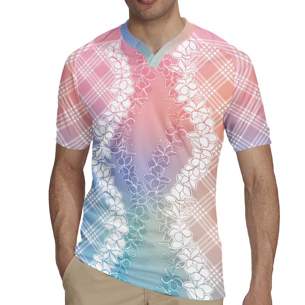 Hawaii Aloha Plumeria Lei Pastel Candy Palaka Rugby Jersey - Polynesian Pride