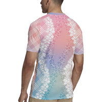 Hawaii Aloha Plumeria Lei Pastel Candy Palaka Rugby Jersey - Polynesian Pride