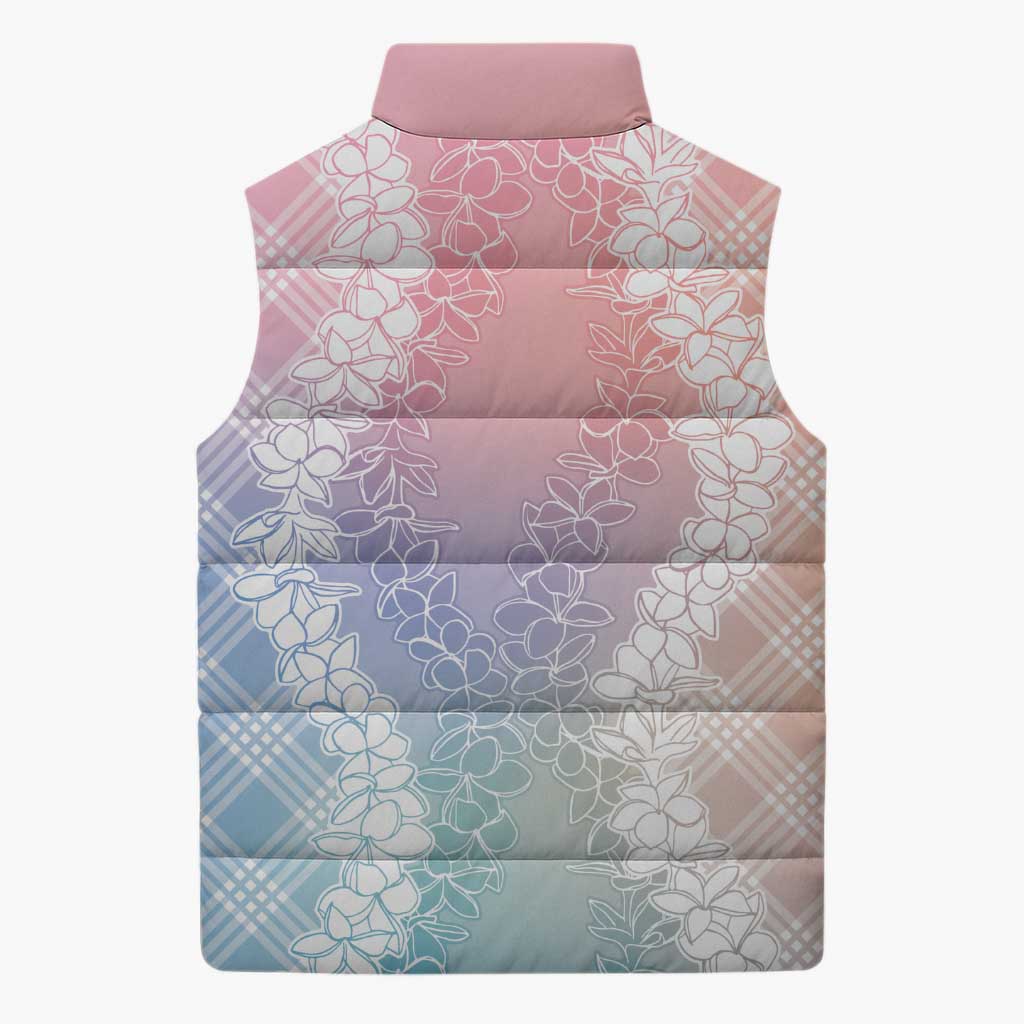 Hawaii Aloha Plumeria Lei Pastel Candy Palaka Sleeveless Puffer Jacket LT7 - Polynesian Pride