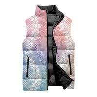 Hawaii Aloha Plumeria Lei Pastel Candy Palaka Sleeveless Puffer Jacket LT7 - Polynesian Pride