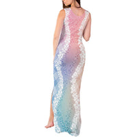 Hawaii Aloha Plumeria Lei Pastel Candy Palaka Tank Maxi Dress - Polynesian Pride