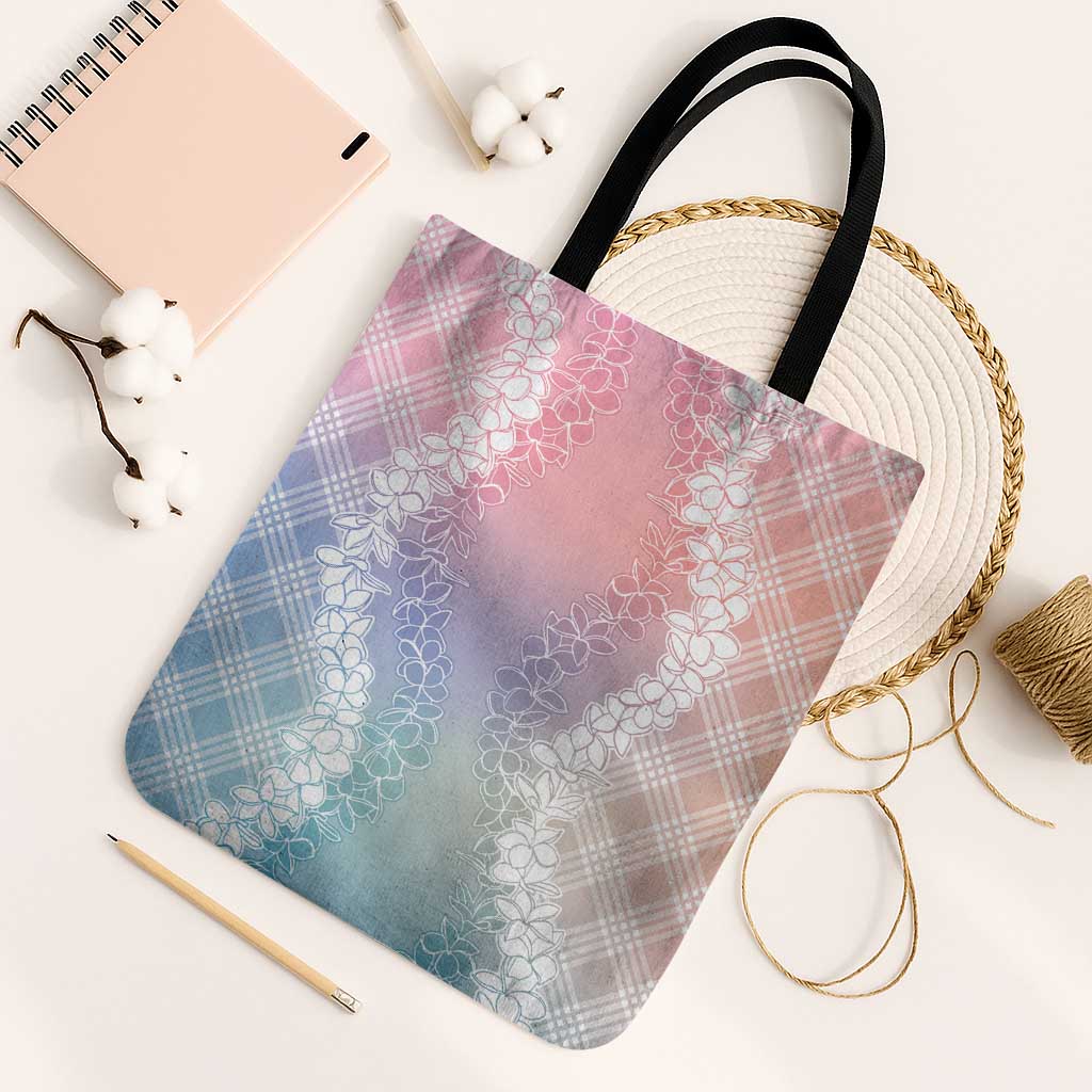 Hawaii Aloha Plumeria Lei Pastel Candy Palaka Tote Bag - Polynesian Pride