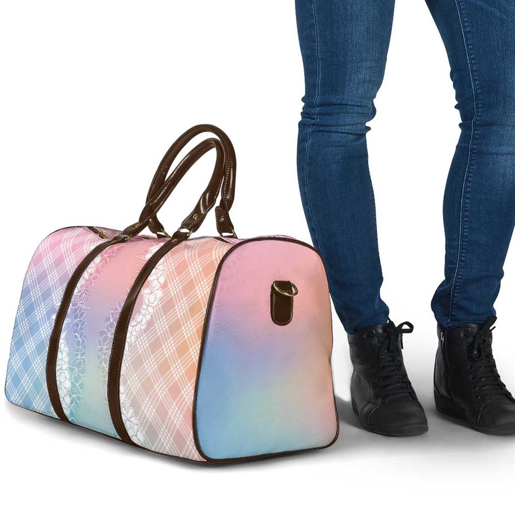 Hawaii Aloha Plumeria Lei Pastel Candy Palaka Travel Bag - Polynesian Pride