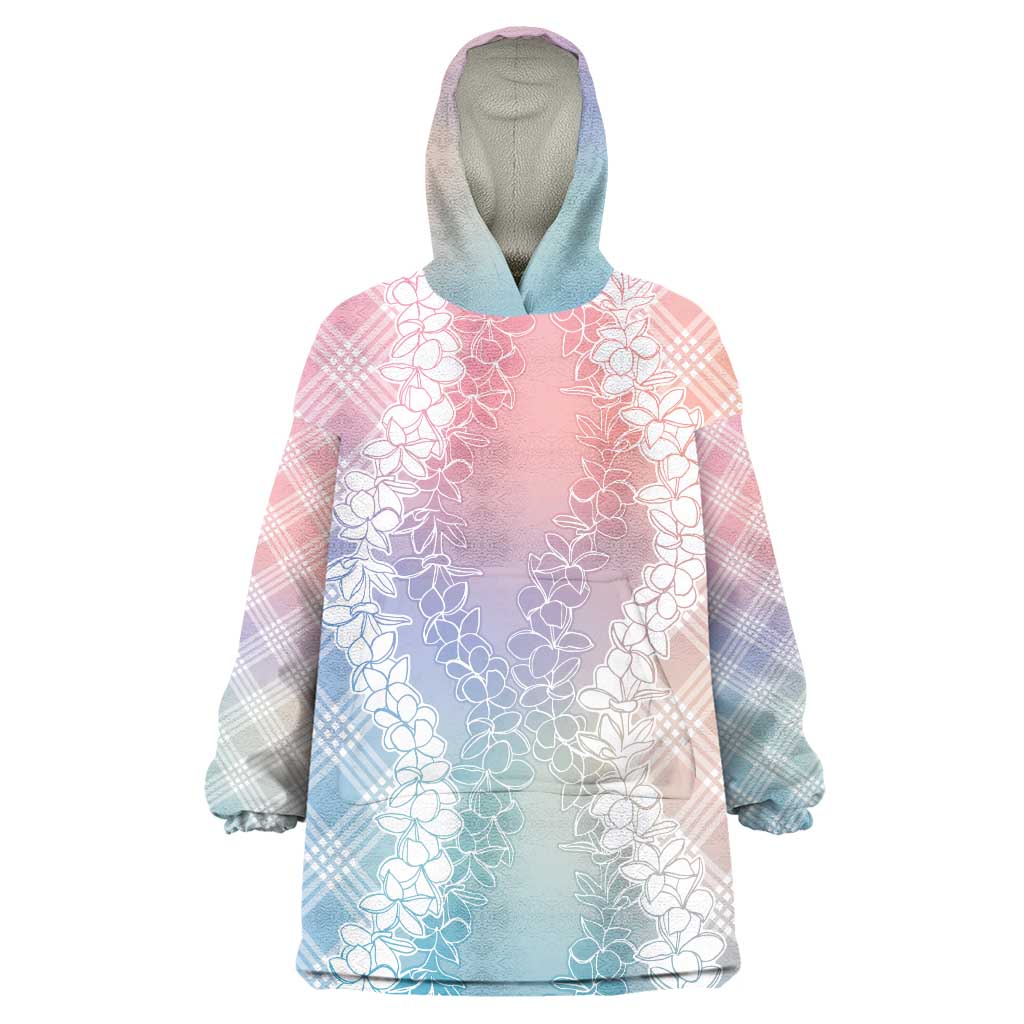 Hawaii Aloha Plumeria Lei Pastel Candy Palaka Wearable Blanket Hoodie LT7 One Size Pastel - Polynesian Pride