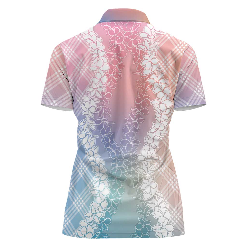 Hawaii Aloha Plumeria Lei Pastel Candy Palaka Women Polo Shirt - Polynesian Pride