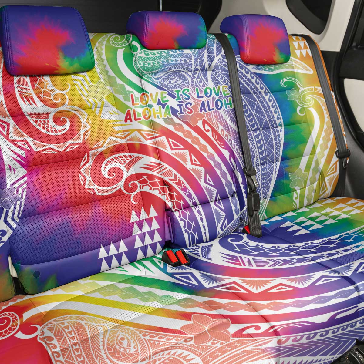 Aloha Pride Rainbow Tie Dye Back Car Seat Cover Humpback Whale - Love is Love