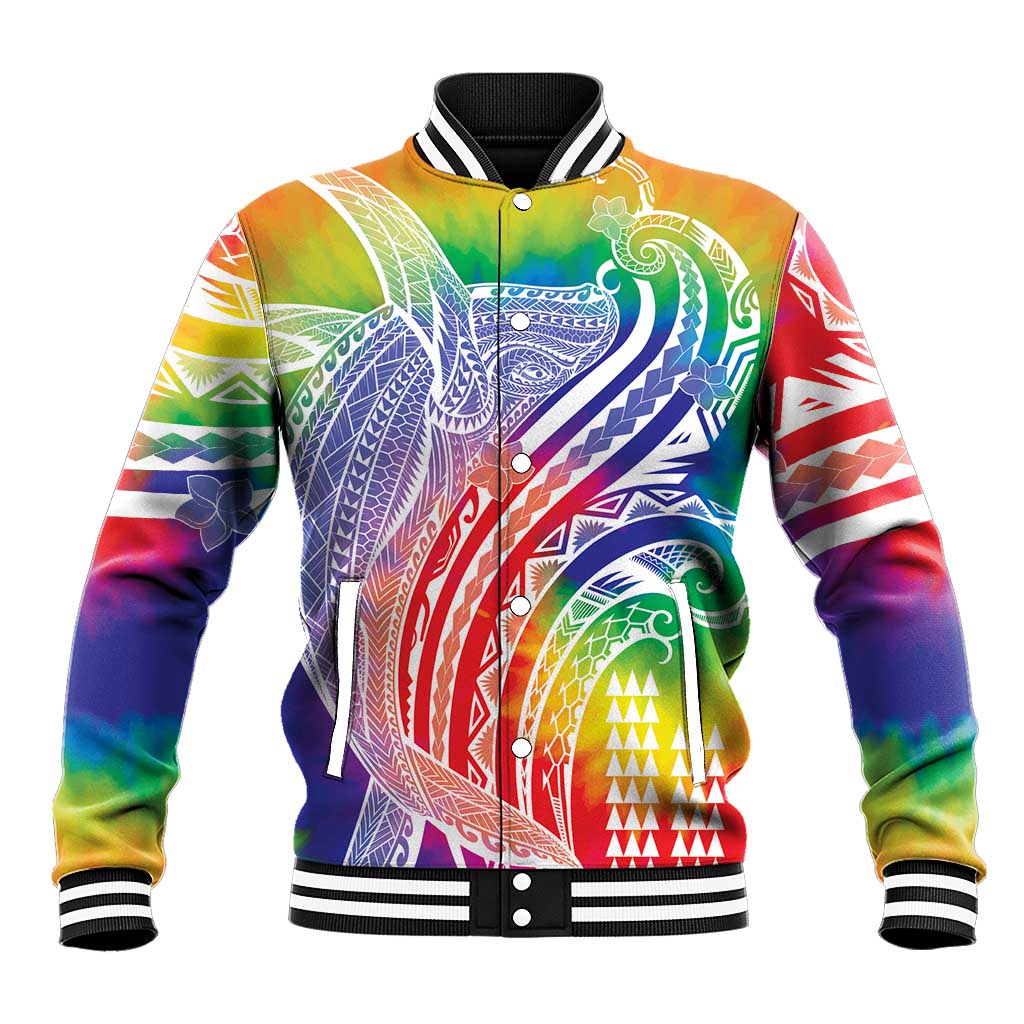 Aloha Pride Rainbow Tie Dye Baseball Jacket Humpback Whale - Love is Love