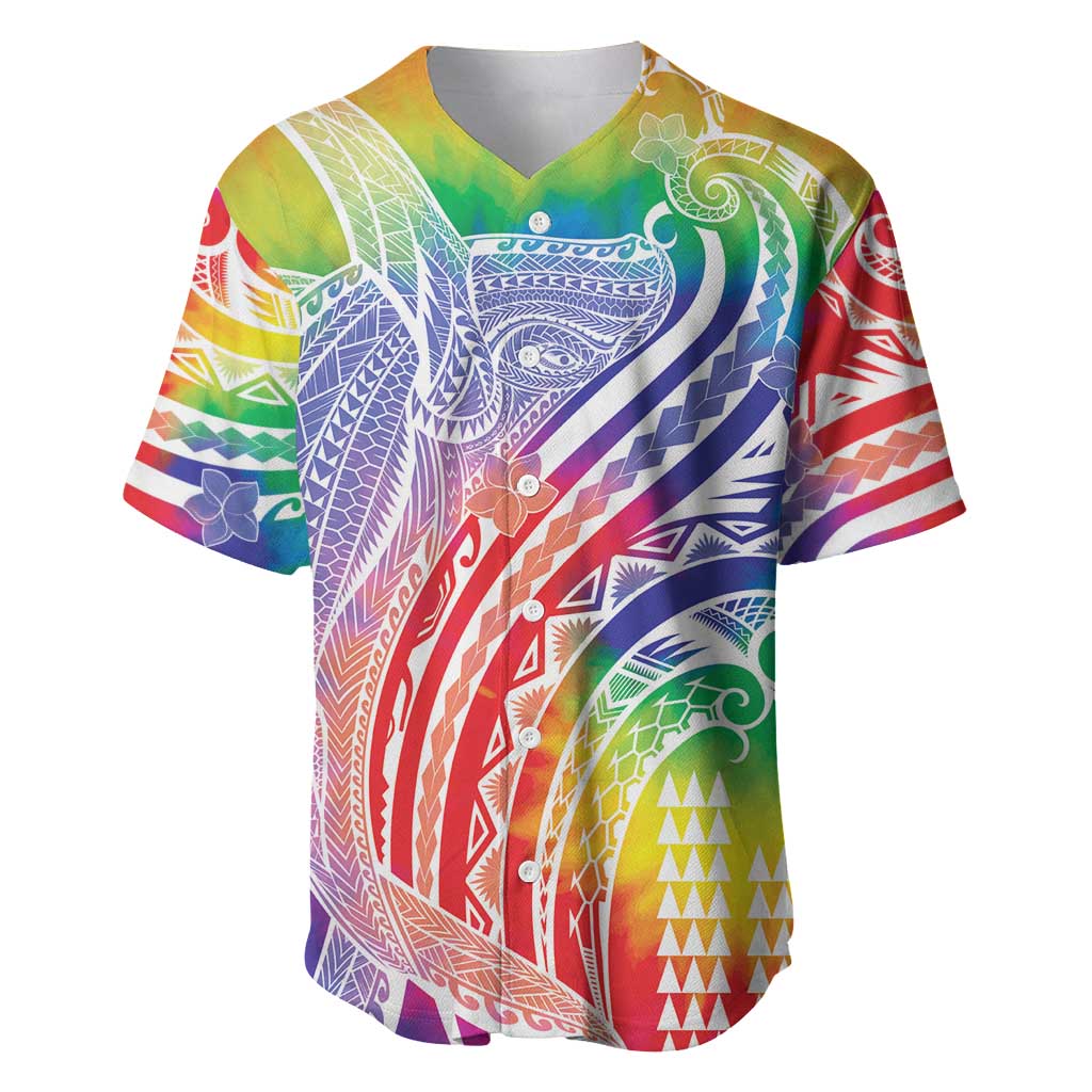 Aloha Pride Rainbow Tie Dye Baseball Jersey Humpback Whale - Love is Love