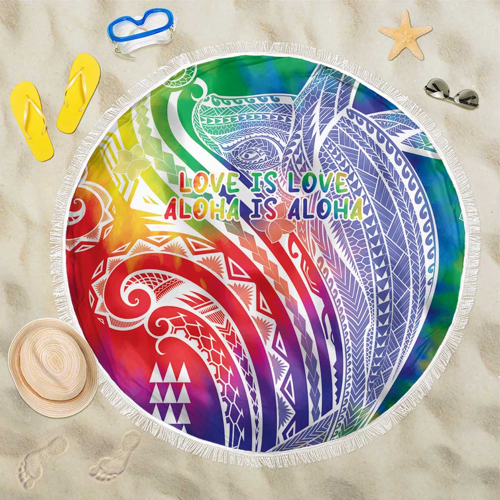 Aloha Pride Rainbow Tie Dye Beach Blanket Humpback Whale - Love is Love LT7 One Size 150cm Colorful - Polynesian Pride
