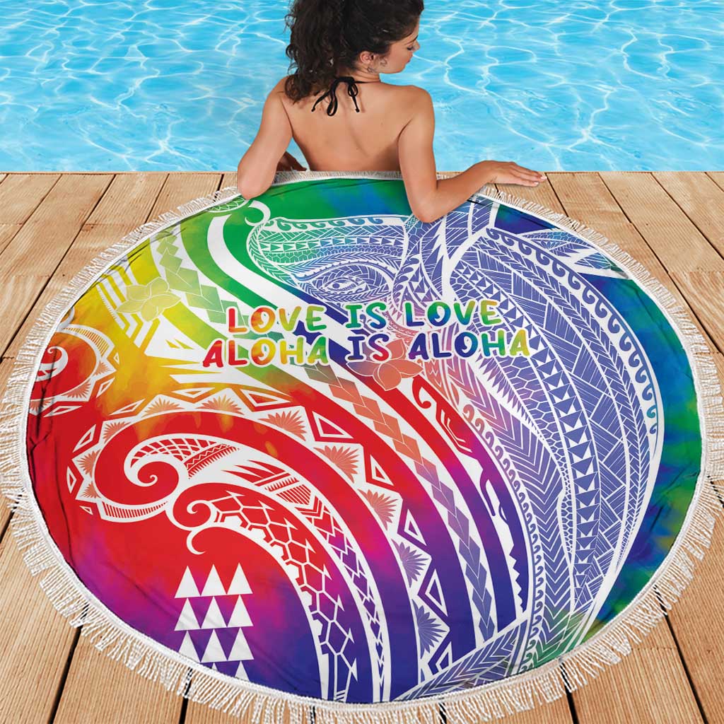 Aloha Pride Rainbow Tie Dye Beach Blanket Humpback Whale - Love is Love LT7 - Polynesian Pride