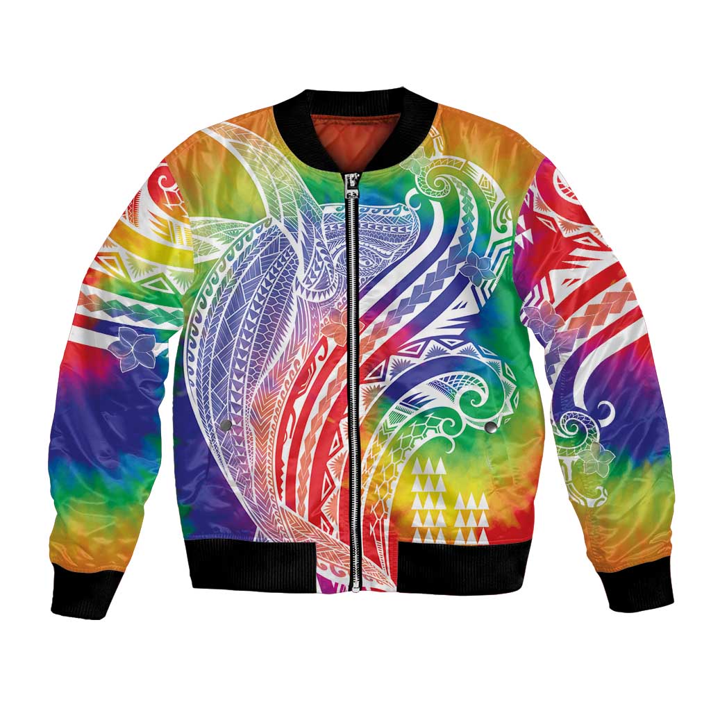Aloha Pride Rainbow Tie Dye Bomber Jacket Humpback Whale - Love is Love