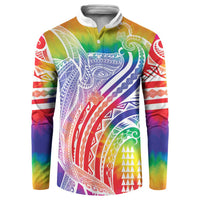 Aloha Pride Rainbow Tie Dye Button Sweatshirt Humpback Whale - Love is Love LT7 Colorful - Polynesian Pride