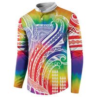 Aloha Pride Rainbow Tie Dye Button Sweatshirt Humpback Whale - Love is Love LT7 - Polynesian Pride