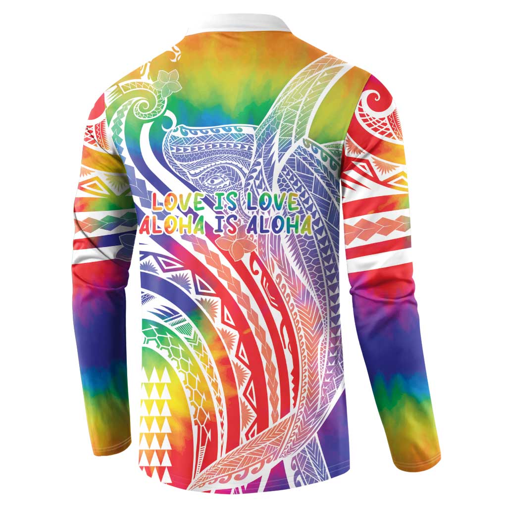Aloha Pride Rainbow Tie Dye Button Sweatshirt Humpback Whale - Love is Love LT7 - Polynesian Pride