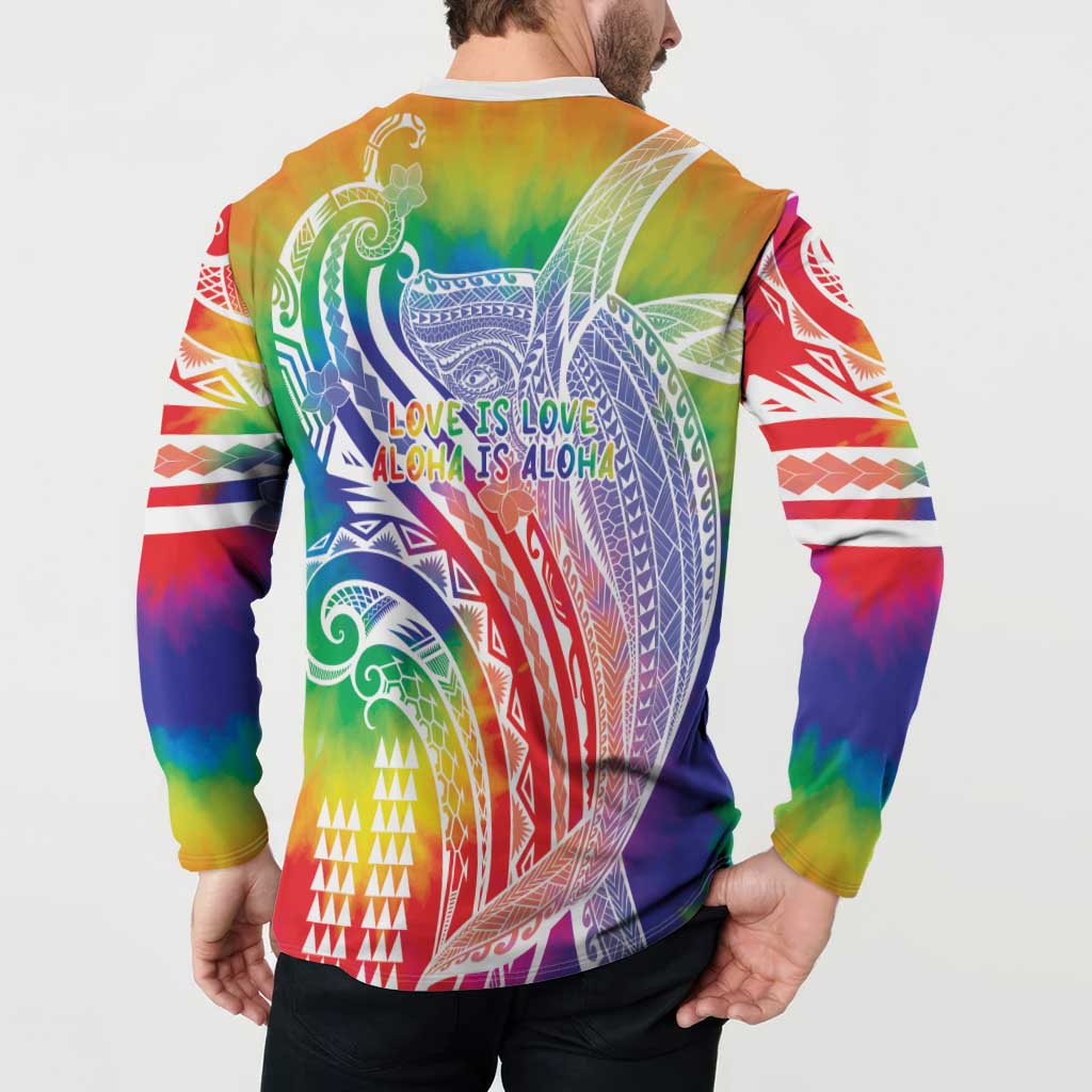 Aloha Pride Rainbow Tie Dye Button Sweatshirt Humpback Whale - Love is Love LT7 - Polynesian Pride
