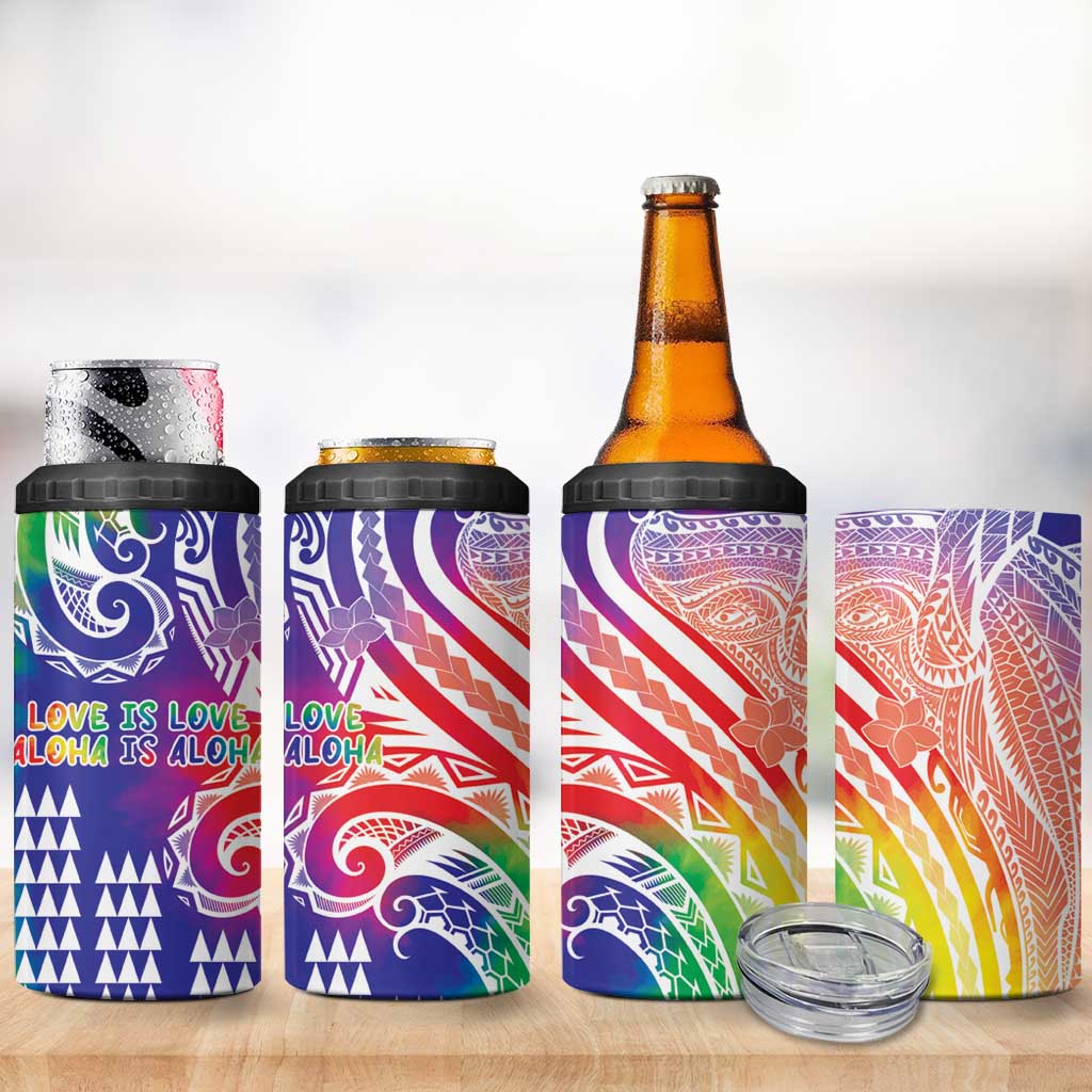 Aloha Pride Rainbow Tie Dye 4 in 1 Can Cooler Tumbler Humpback Whale - Love is Love LT7 - Polynesian Pride
