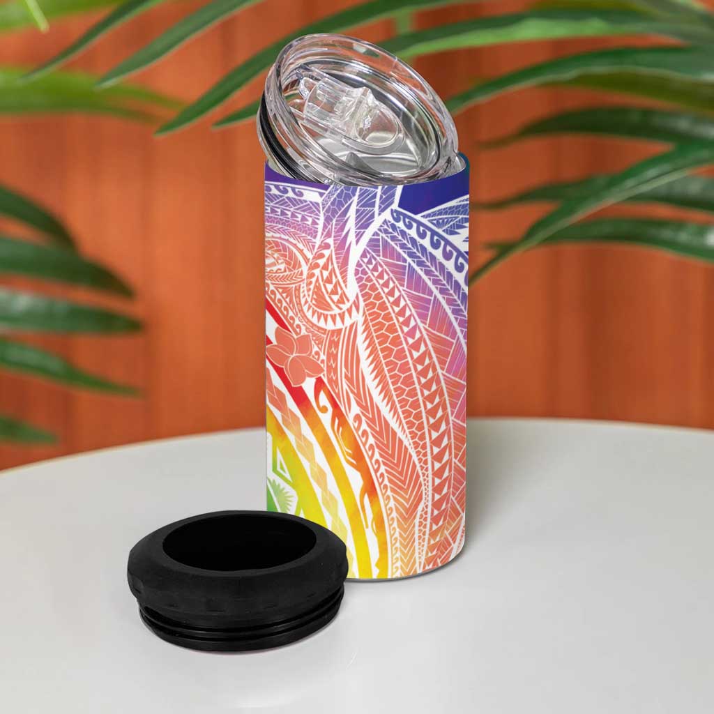 Aloha Pride Rainbow Tie Dye 4 in 1 Can Cooler Tumbler Humpback Whale - Love is Love LT7 - Polynesian Pride