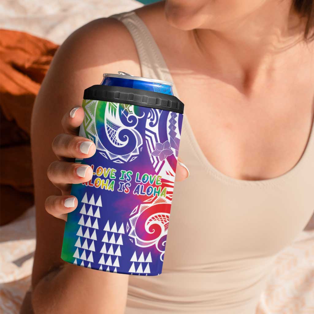 Aloha Pride Rainbow Tie Dye 4 in 1 Can Cooler Tumbler Humpback Whale - Love is Love LT7 - Polynesian Pride