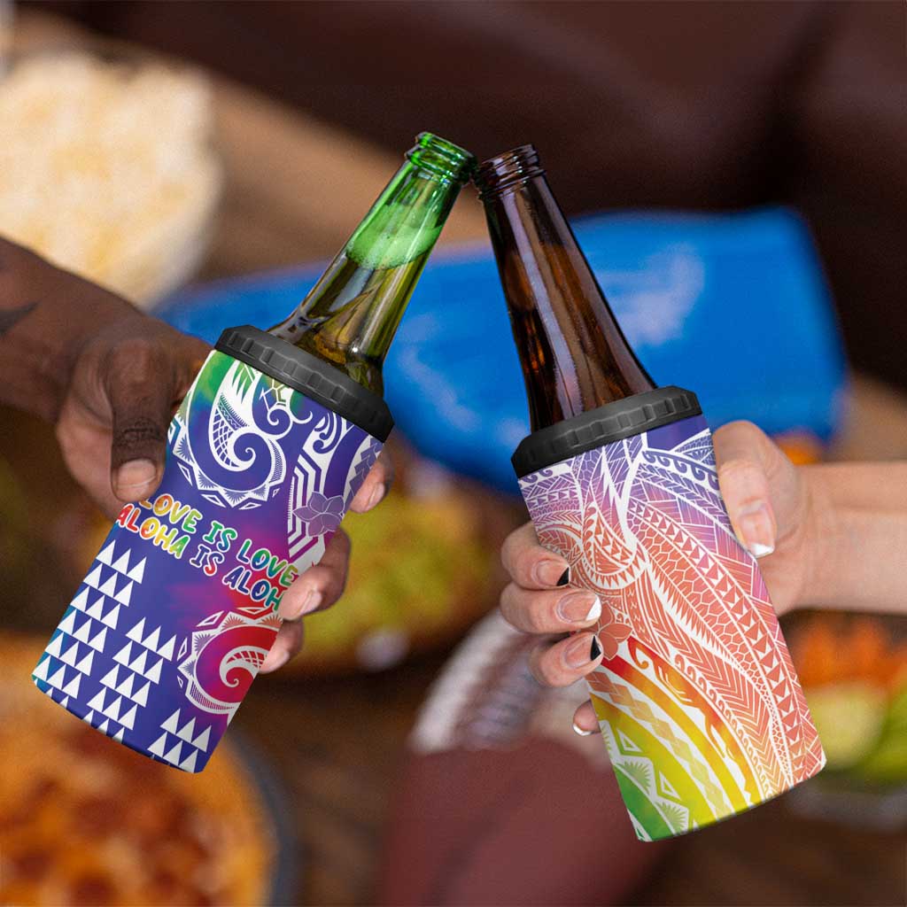 Aloha Pride Rainbow Tie Dye 4 in 1 Can Cooler Tumbler Humpback Whale - Love is Love LT7 - Polynesian Pride