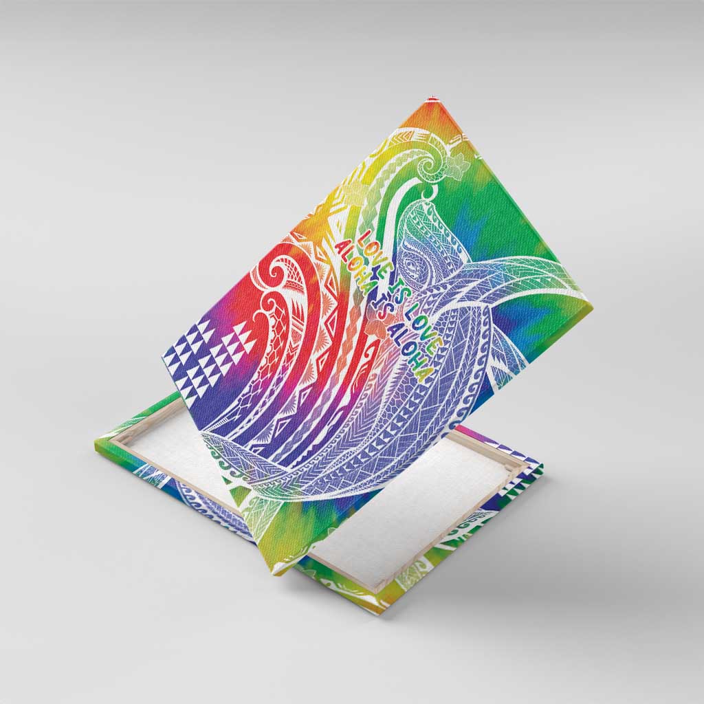 Aloha Pride Rainbow Tie Dye Canvas Wall Art Humpback Whale - Love is Love LT7 With Frame Colorful - Polynesian Pride