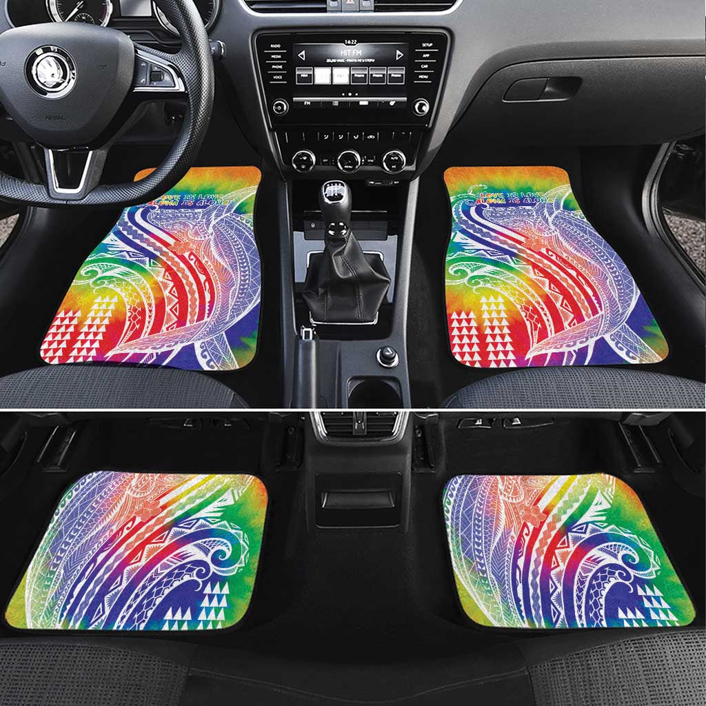 Aloha Pride Rainbow Tie Dye Car Mats Humpback Whale - Love is Love LT7 Set 4pcs Colorful - Polynesian Pride