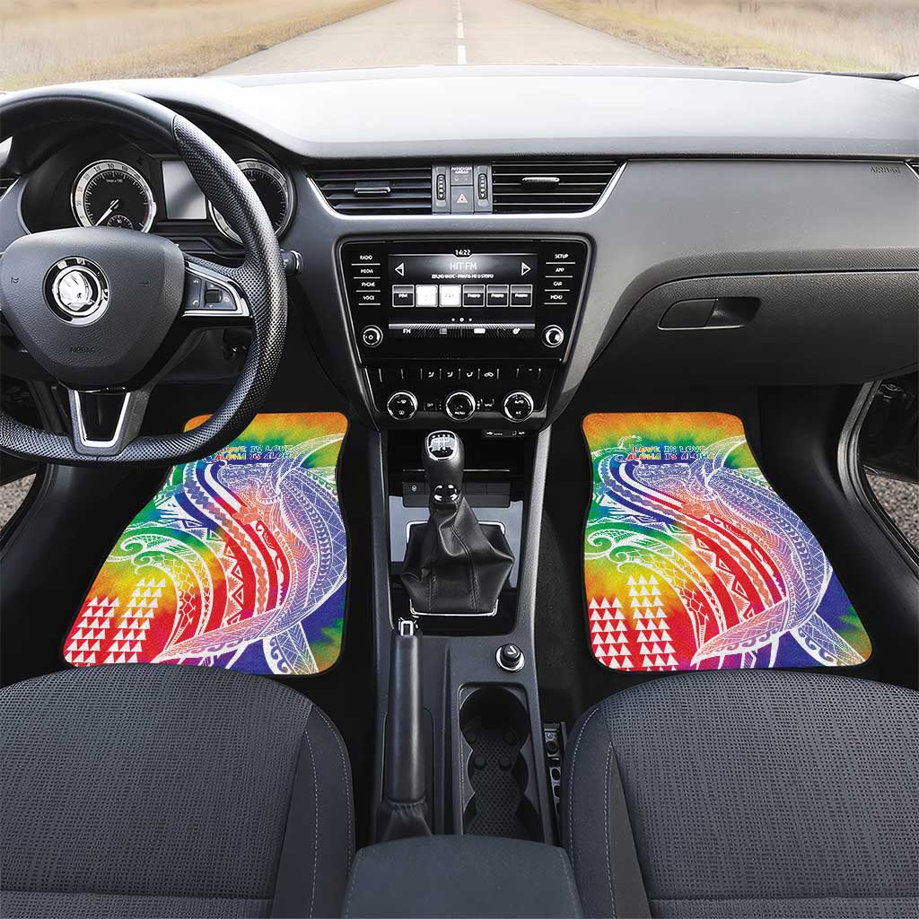 Aloha Pride Rainbow Tie Dye Car Mats Humpback Whale - Love is Love LT7 Set 2pcs - Front Colorful - Polynesian Pride