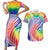 Aloha Pride Rainbow Tie Dye Couples Matching Short Sleeve Bodycon Dress and Hawaiian Shirt Humpback Whale - Love is Love