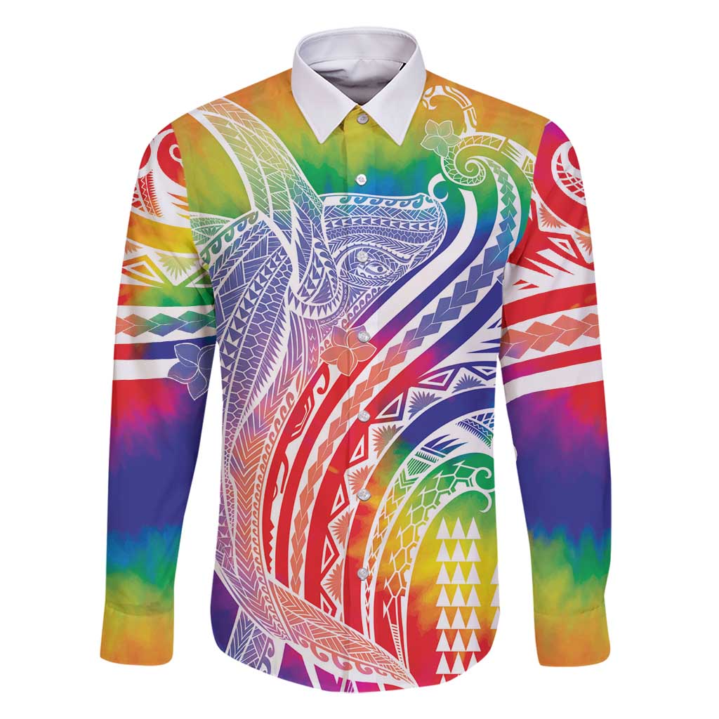 Aloha Pride Rainbow Tie Dye Family Matching Mermaid Dress and Hawaiian Shirt Humpback Whale - Love is Love