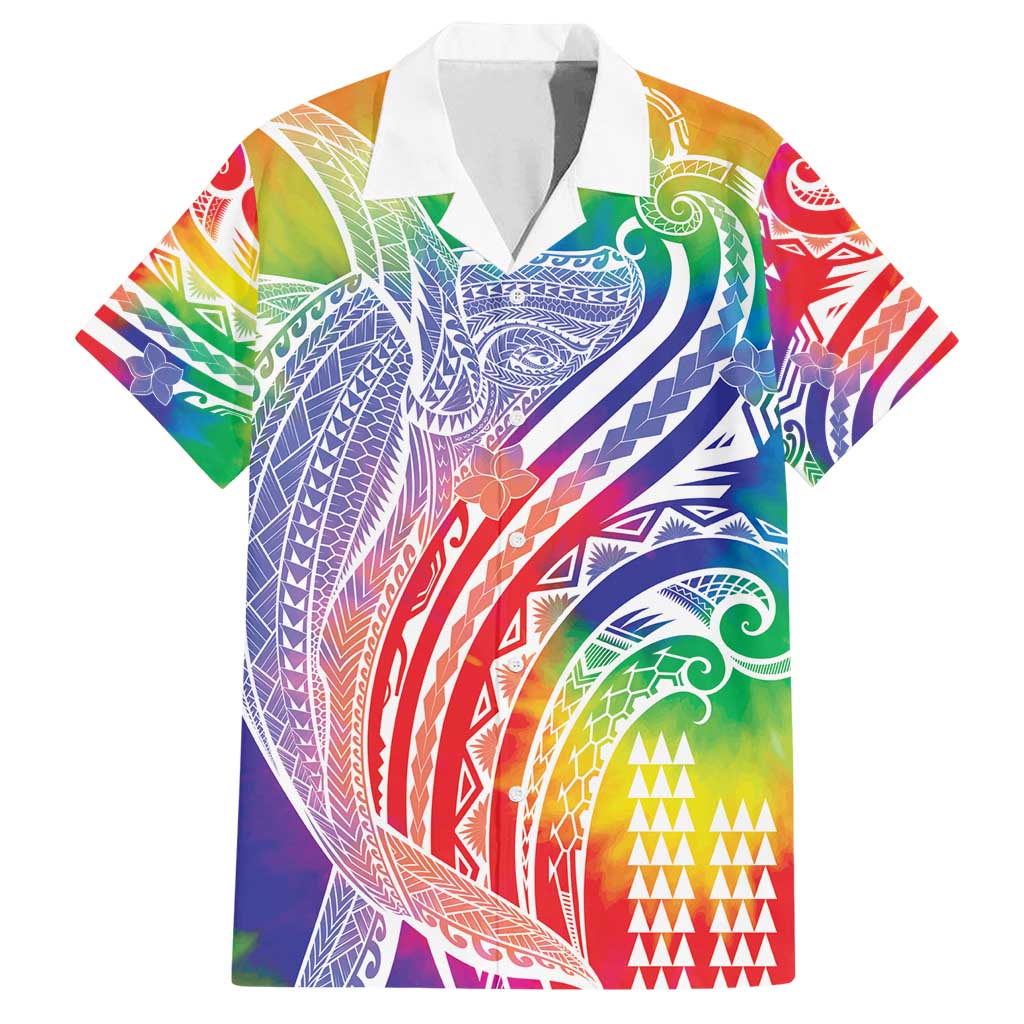 Aloha Pride Rainbow Tie Dye Family Matching Puletasi and Hawaiian Shirt Humpback Whale - Love is Love