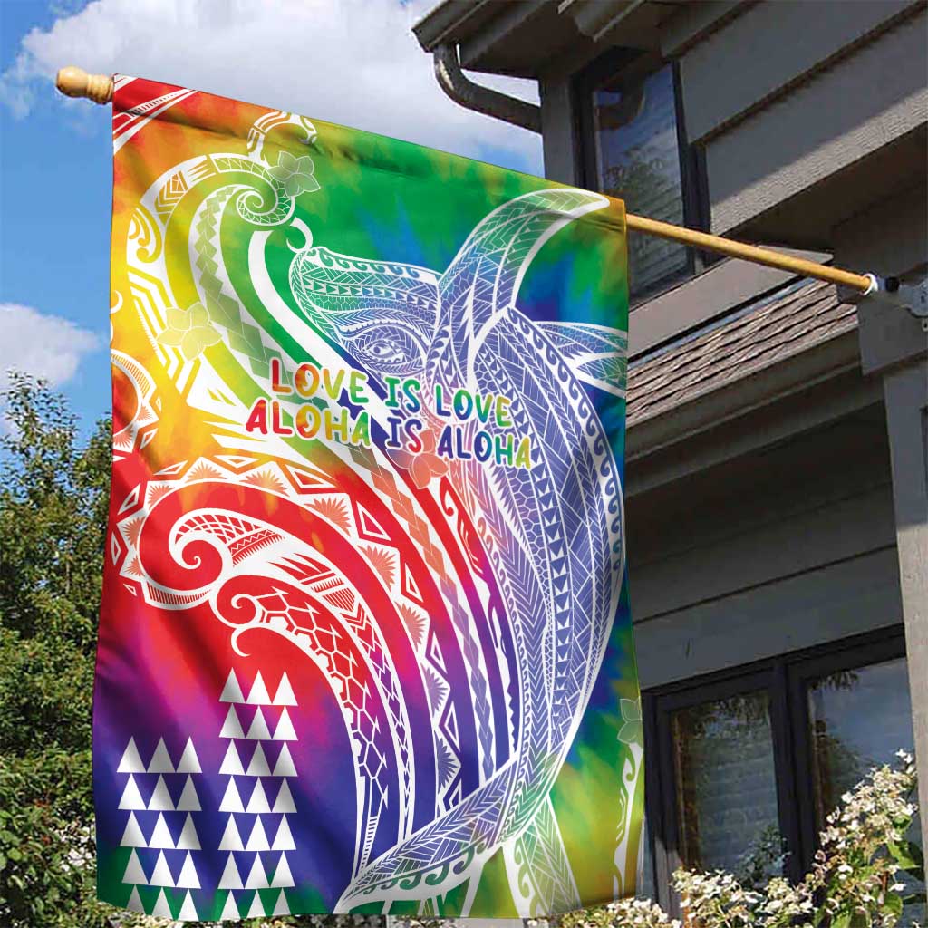 Aloha Pride Rainbow Tie Dye Garden Flag Humpback Whale - Love is Love