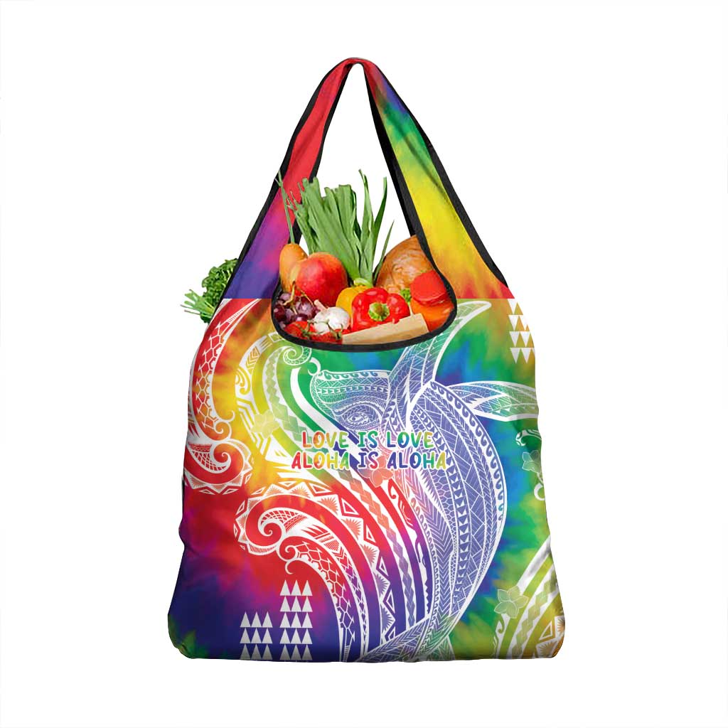Aloha Pride Rainbow Tie Dye Grocery Bag Humpback Whale - Love is Love