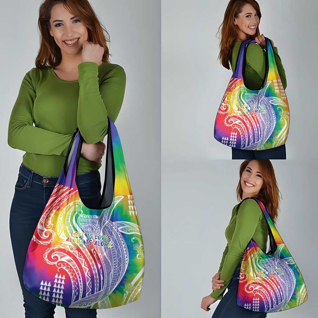 Aloha Pride Rainbow Tie Dye Grocery Bag Humpback Whale - Love is Love