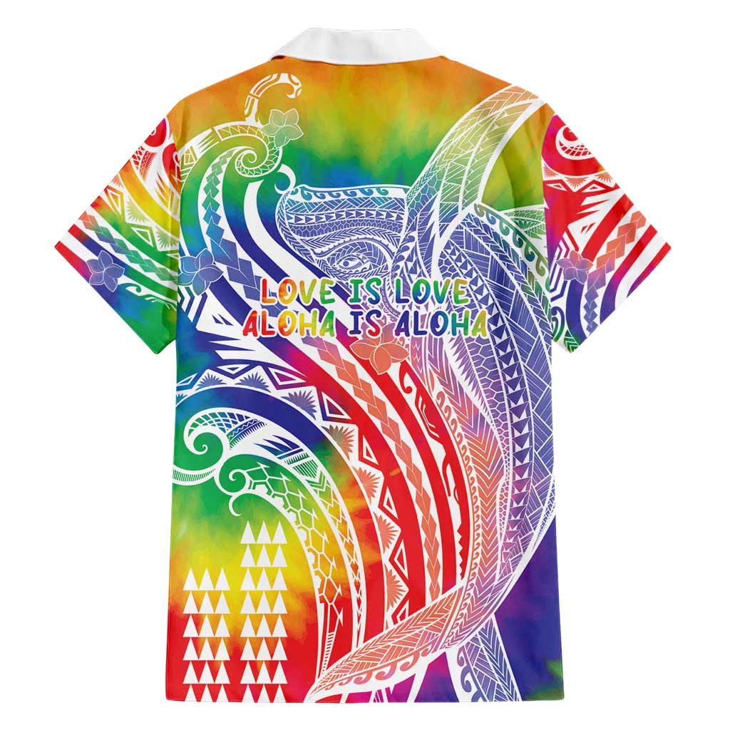 Aloha Pride Rainbow Tie Dye Hawaiian Shirt Humpback Whale - Love is Love LT7 - Polynesian Pride