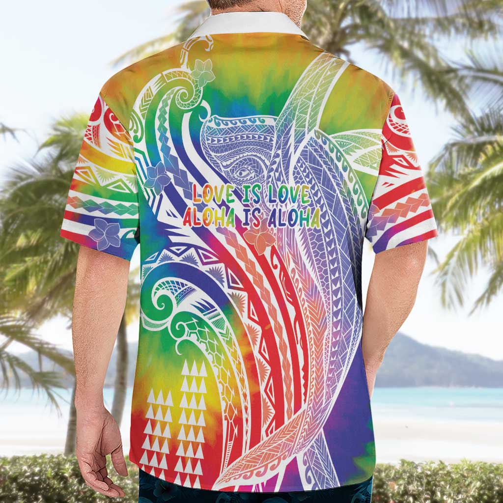 Aloha Pride Rainbow Tie Dye Hawaiian Shirt Humpback Whale - Love is Love LT7 - Polynesian Pride