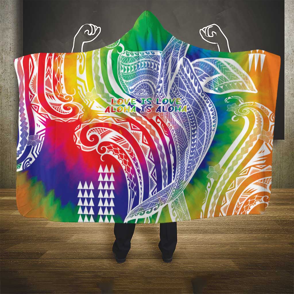 Aloha Pride Rainbow Tie Dye Hooded Blanket Humpback Whale - Love is Love LT7 - Polynesian Pride