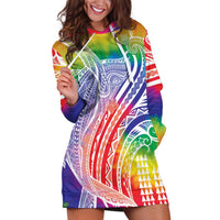 Aloha Pride Rainbow Tie Dye Hoodie Dress Humpback Whale - Love is Love LT7 Colorful - Polynesian Pride