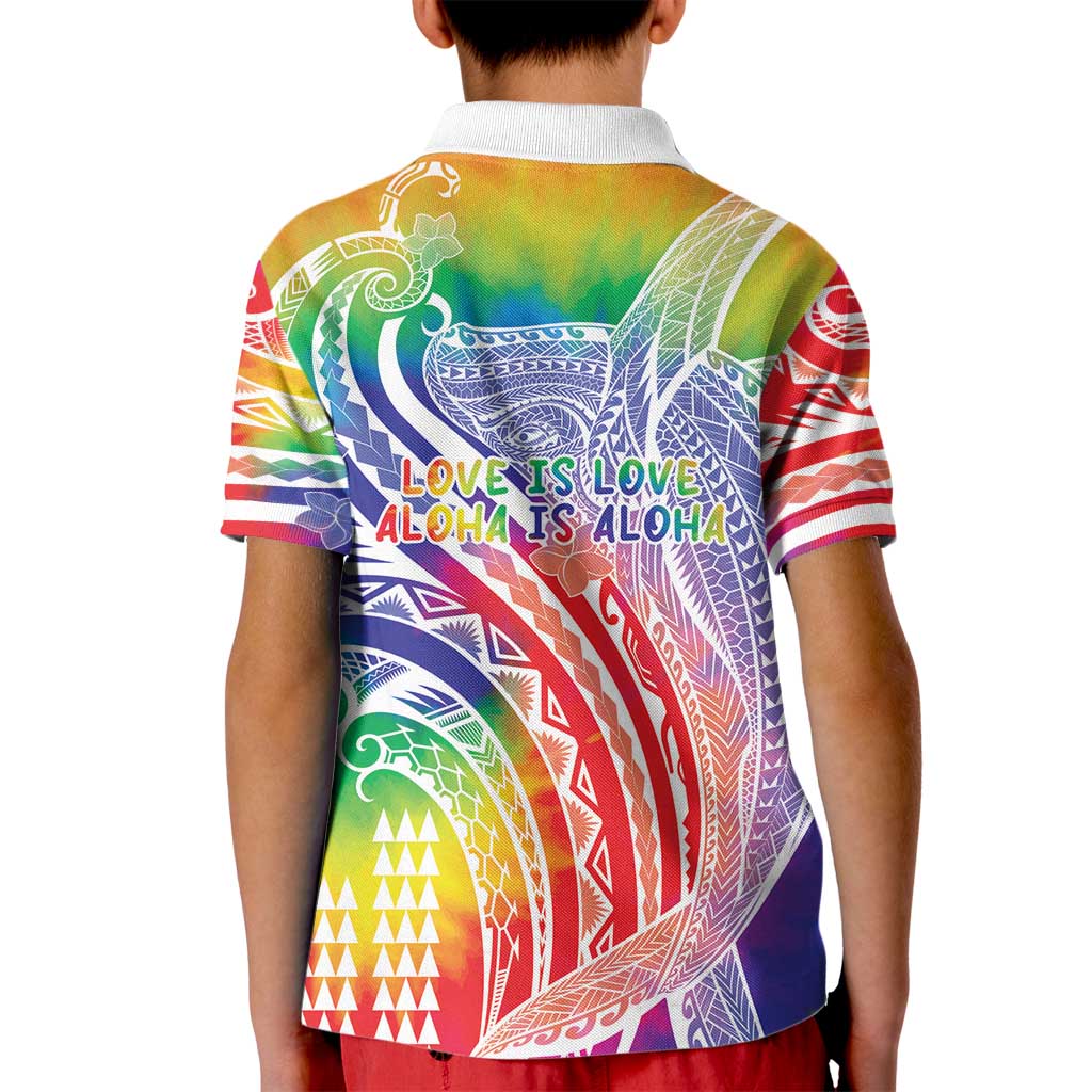 Aloha Pride Rainbow Tie Dye Kid Polo Shirt Humpback Whale - Love is Love