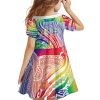 Aloha Pride Rainbow Tie Dye Kid Short Sleeve Dress Humpback Whale - Love is Love LT7 - Polynesian Pride