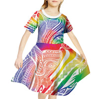 Aloha Pride Rainbow Tie Dye Kid Short Sleeve Dress Humpback Whale - Love is Love LT7 - Polynesian Pride
