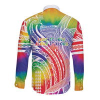 Aloha Pride Rainbow Tie Dye Long Sleeve Button Shirt Humpback Whale - Love is Love LT7 - Polynesian Pride