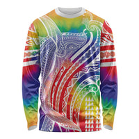 Aloha Pride Rainbow Tie Dye Long Sleeve Shirt Humpback Whale - Love is Love LT7 Unisex Colorful - Polynesian Pride